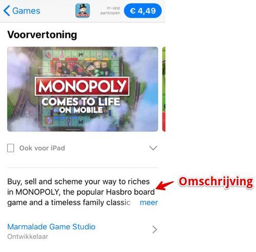 Omschrijving in App Store
